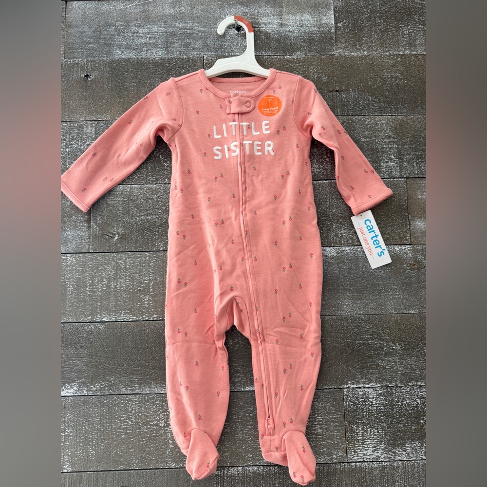 Carter's Infant Pink/Peach‎ Little Sister Footie Pajamas, Onepiece. 9M, Baby.